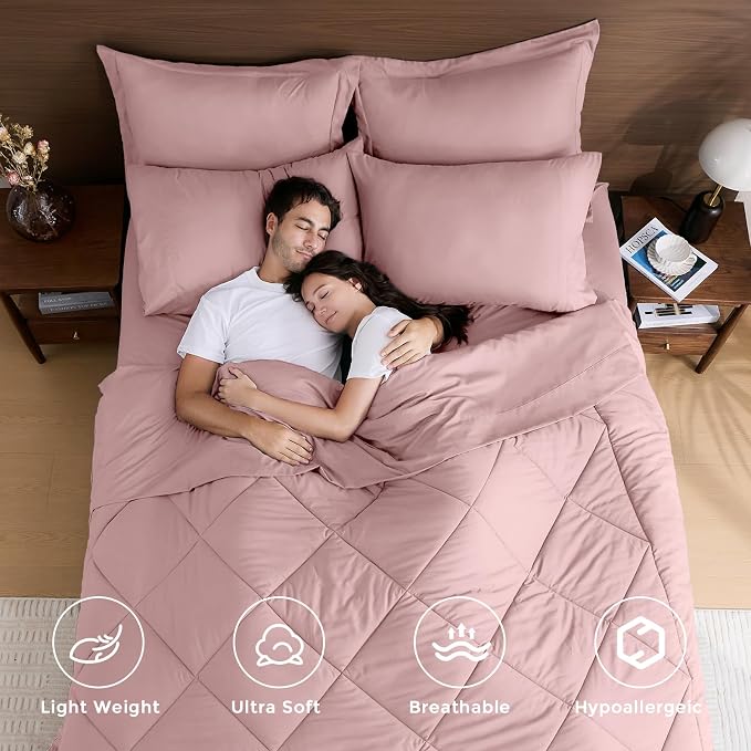 HEVUMYI Dusty Pink Queen Comforter Set - Image 2