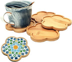 4PCS Mosaic Bamboo Coasters for Crafts, Blank Base Trays, Drinking Cup Coaster by Esweny
