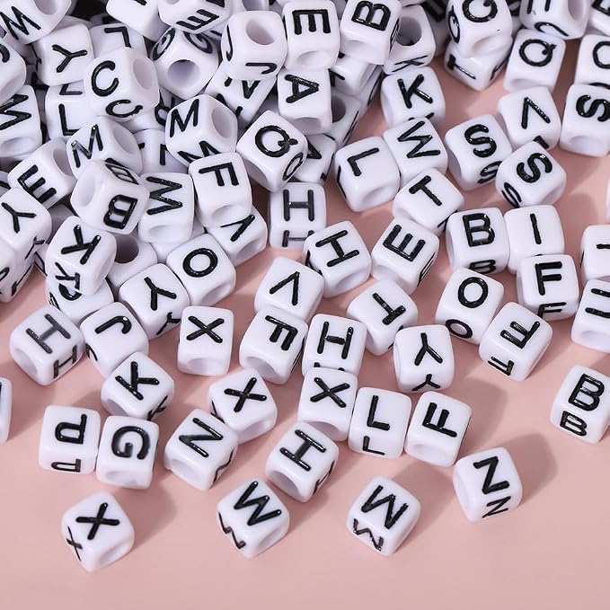YMSDZHL Alphabet Beads A-Z 1200+Pcs Letter Beads, Acrylic 4x7mm Round Letter - Image 6