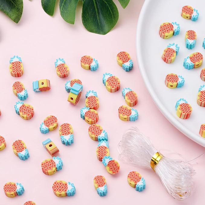 100pcs Pineapple Polymer Clay 10mm Spacer Beads - Image 2