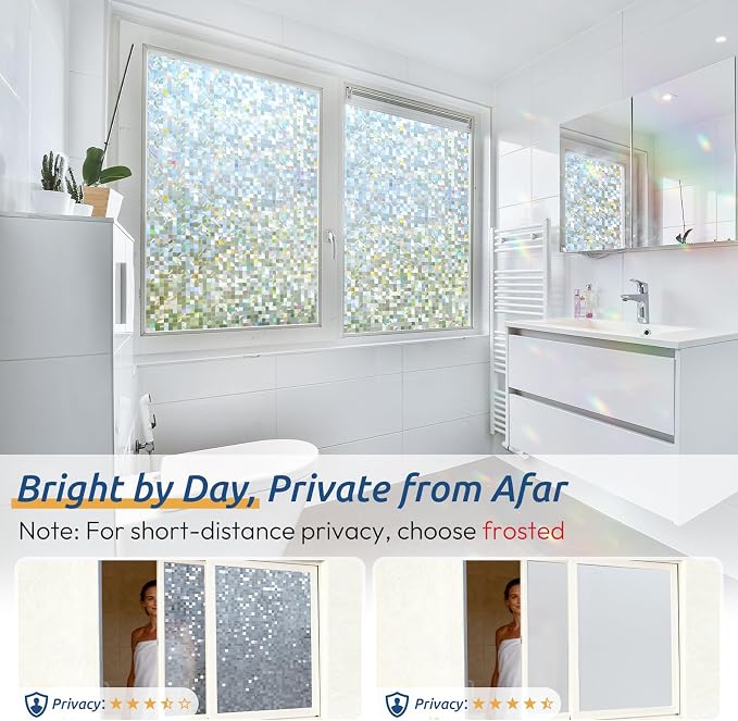 rabbitgoo Stained Glass Window Privacy Film, Mosaic Pattern, 23.6" x 78.7" | - Image 4