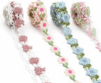 4 Yards Floral Lace Trim Ribbon, Colorful Embroidery Flower Sewing Fabric | by Unknown