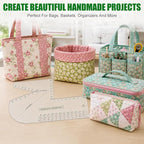 2 Pack Boxed Bag Making Template, 7.5x10 Inch Acrylic Patchwork Ruler Sewing - Image 6