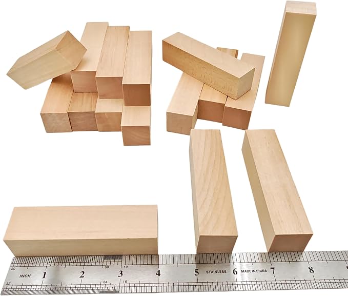 16Pcs Unfinished Basswood Blocks-1x1x4 Inch Small Rectangular Wood Blocks - Image 2