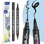 Betem Dual Tip Acrylic Paint Pens, 2 Black Paint Markers by BetemArtWorld