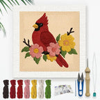 DOODLREAM Cardinal Bird Punch Needle Kit, DIY Embroidery Starter Craft Set | by Doodlream