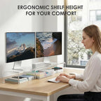 OPNICE Clear Acrylic Desk Organizers and Accessories, Dual Monitor Stand Riser - Image 2