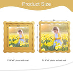8x8 Picture Frame with Mat for 6x6, Wavy Edge Wooden Real Glass Photo Frame for - Image 3