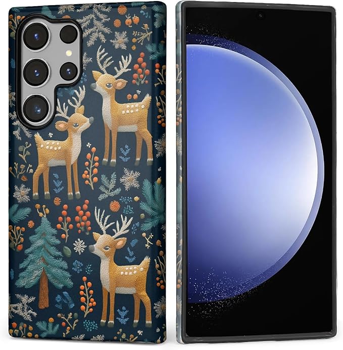 Case for Samsung Galaxy S23 Ultra Case, Cute Christmas Reindeer Design Hybrid by Kapadiy