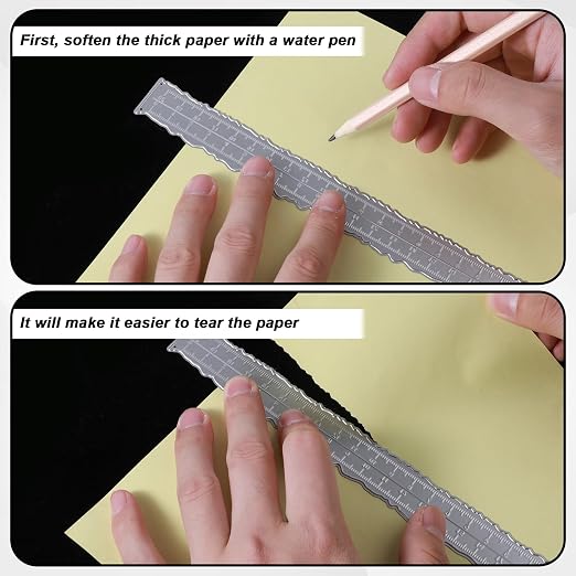 JJUNW 3 Pcs Deckle Edge Ruler Carbon Steel Metal Paper Tearing Ruler Craft Ruler - Image 4