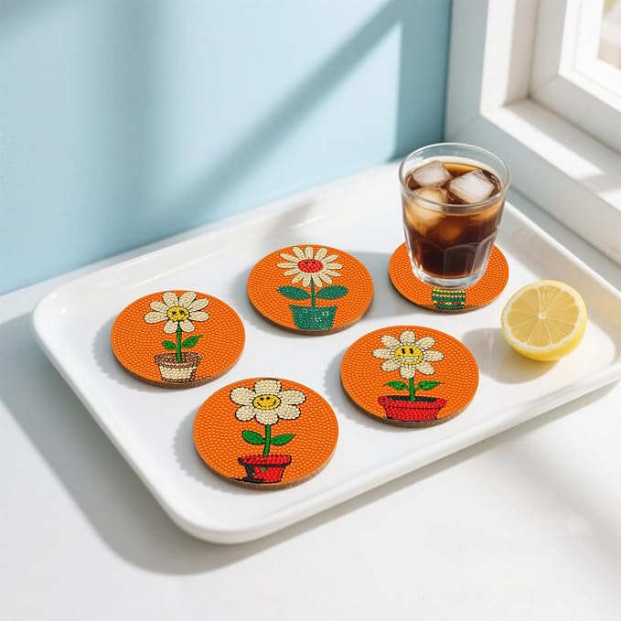 DOZEEZOP 8-Pack Diamond Art Coaster Kit - Image 4