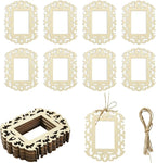 12 pcs Rectangle Theme Unfinished Wooden Photo Frames Floral Laser Cut Wood by Gythara