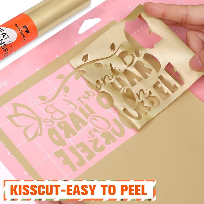 WRAPXPERT Gold Iron on Vinyl, Light Gold Heat Transfer Vinyl 12''x5ft Champagne - Image 3