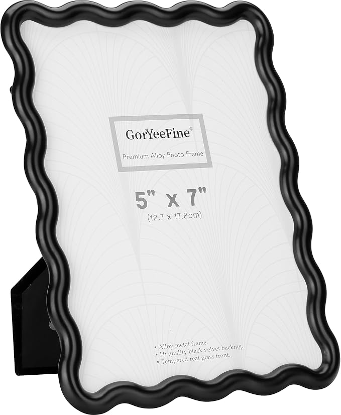 5x7'' Black Heavy Duty Photo Frame, Unique Wave Design High-End Zinc Alloy - Image 7
