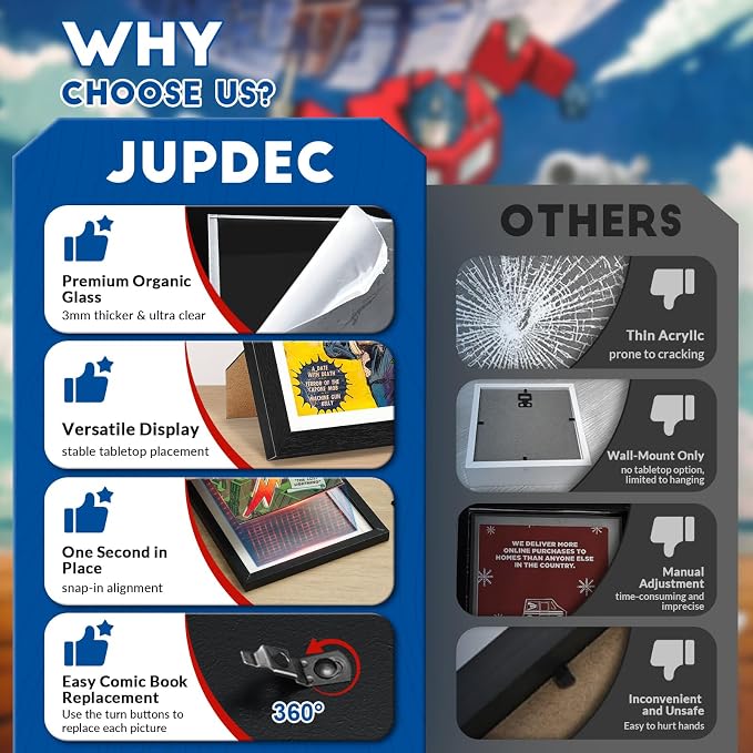 JupDec Comic Book Frame, Premium Wood Display Case - Image 6