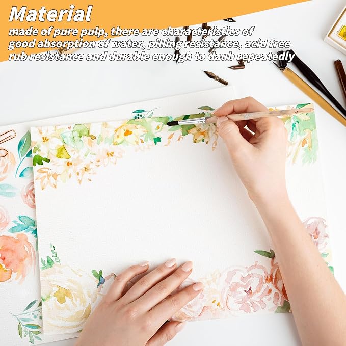 150 Sheets 100% Cotton Watercolor Paper Bulk -140LB/300GSM Art Paper-8.5 x 11 - Image 4