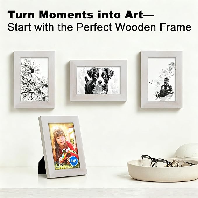 RPJC 4x6 Picture Frames Made of Solid Wood High Definition Glass - Image 2