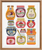 FREEBLOSS 11CT Stamped Cross Stitch Kits Jam Pot Cross Stitch Ornament Kits by FreeandCreativeCraftsArt
