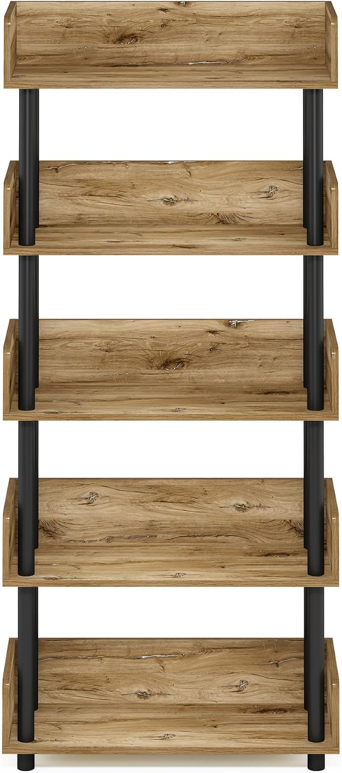 Furinno TURN-N-TUBE 5-Tier Display Shelf, Storage Shelves, Book Shelf, Open - Image 7
