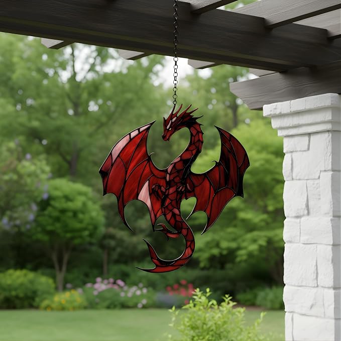 Dark Red Dragon Acrylic Suncatcher - Image 2