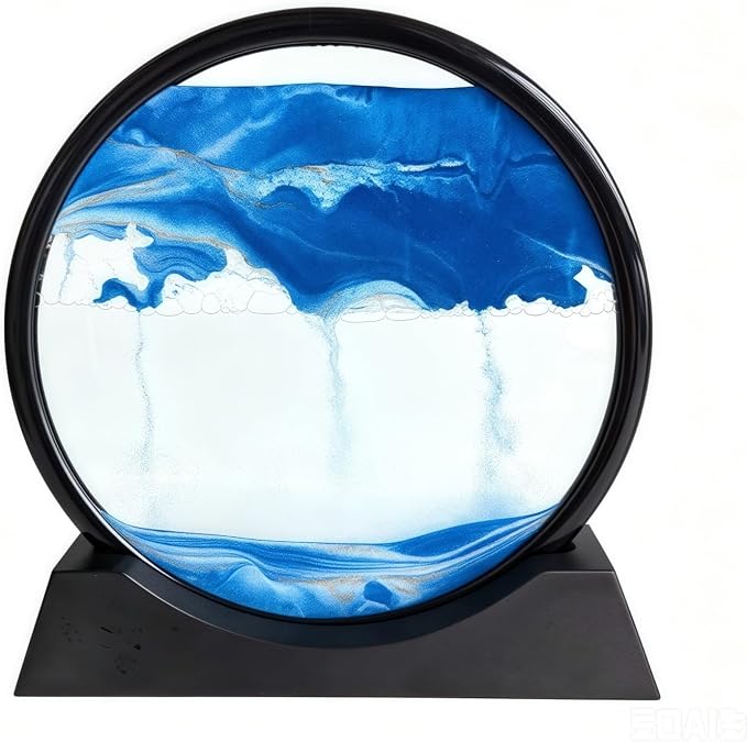 Moving Sand Art Picture- Sand Art Liquid Motion 3D Sandscape, Round Glass Frame by Kbkoudez