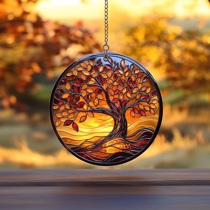 Autumn Tree Suncatcher Window Hanging Fall Season Decorate Home Decoration Gift by Unknown