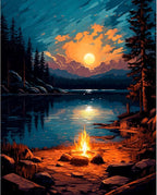 Paint by Numbers Kit for Adults, Sunset Lake DIY Painting Kit, 16x20 Inch | by CytheronDIYKit