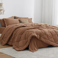 Love's cabin King Size Comforter Set Mocha Mousse, 7 Pieces King Bed in a Bag by Lovescabin