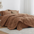 Love's cabin Twin Comforter Set Mocha Mousse, 5 Pieces Twin Bed in a Bag by Lovescabin