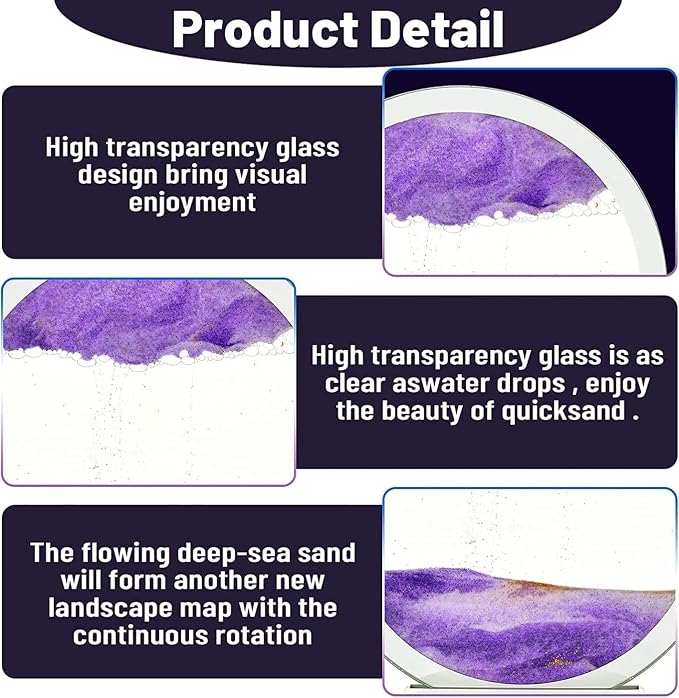 Moving Sand Art Picture Round Glass 3D Deep Sea Sandscape in Motion Display - Image 4