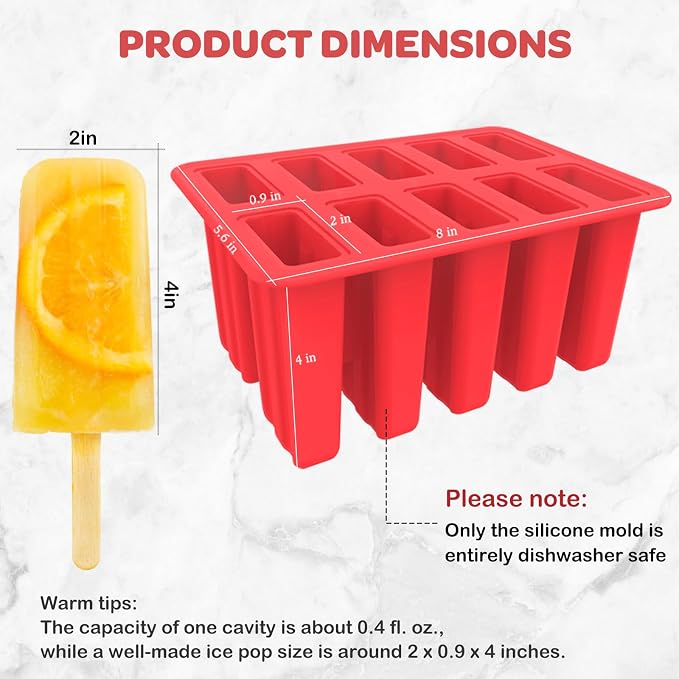 Miaowoof Homemade Popsicle Molds, 10-Cav Non-BPA Silicone Ice Pop Maker - Image 4