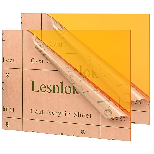 Lesnlok Orange Acrylic Sheets 1/8 inch Thick 3mm 2 Pack 16 x 20 Clear by Lesnlok
