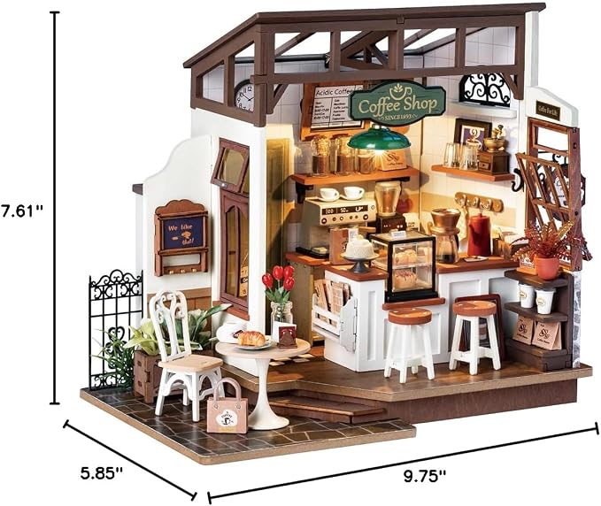 Rowood Coffee Miniature House Kit, Mother's Day DIY Miniature Dollhouse Kits - Image 8