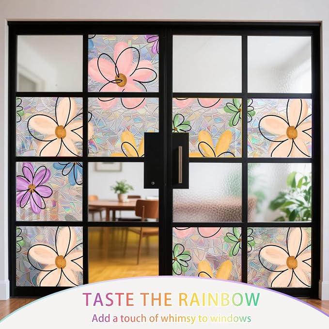 Daisy Flower Stained Glass Window Film Static Cling - Image 6