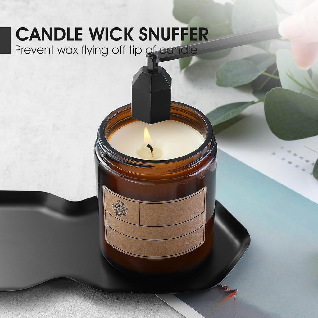 3-in-1 Candle Accessory Set, Wick Trimmer, Candle Snuffer, Wick Spoon, Stainless Steel Material Perfect for Candle Lovers(Black)