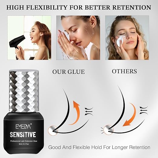 EMEDA Sensitive Eyelash Extension Glue 0.17fl.oz/5ml/1 Sec Drying - Image 6