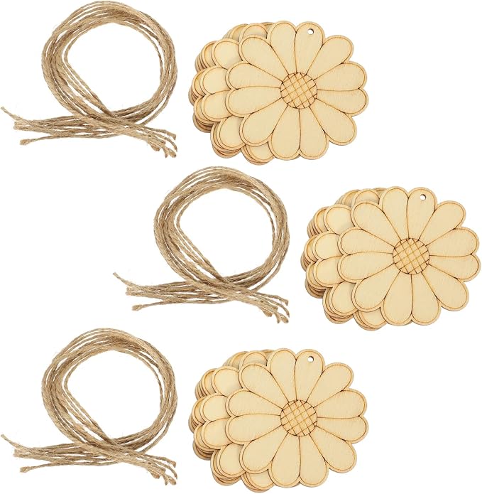 Sewroro 50sets Unfinished Wood Cutouts Blank Craft Shapes by Sewroro
