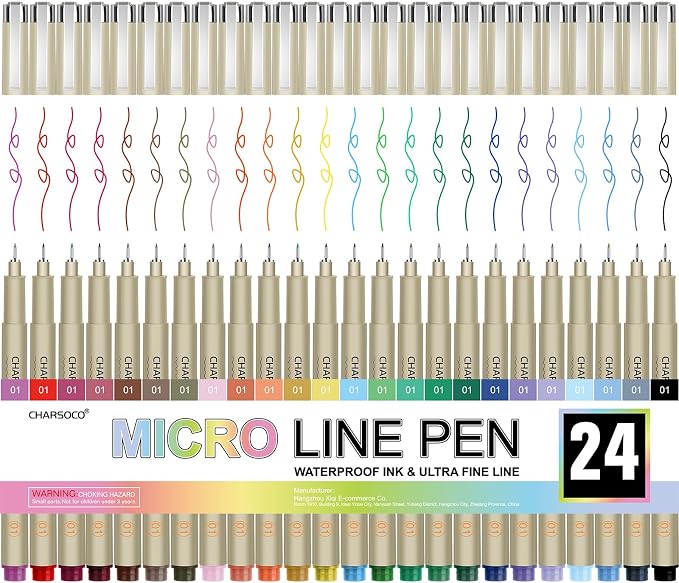 01 Micro Pen, Waterproof Archival Ink, 0.25mm Fineliner Ink Pens by CHARSOCO
