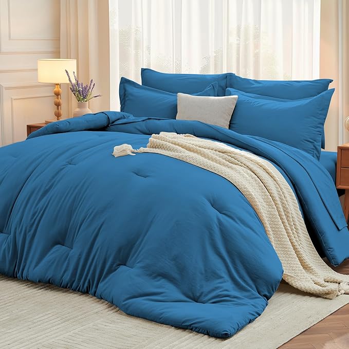 MUXHOMO 7 Pieces Full Comforter Set, Soft Bed in a Bag Full Size, All Season by MUXHOMO