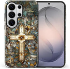 for Samsung Galaxy S26 Ultra Case, Christian Cross Stained Glass Pattern Glossy by Teonvpu