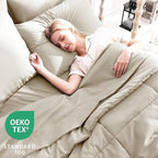 CozyLux King Size Comforter Set Oatmeal, 7 Pieces Bed in a Bag, Oatmeal - Image 3