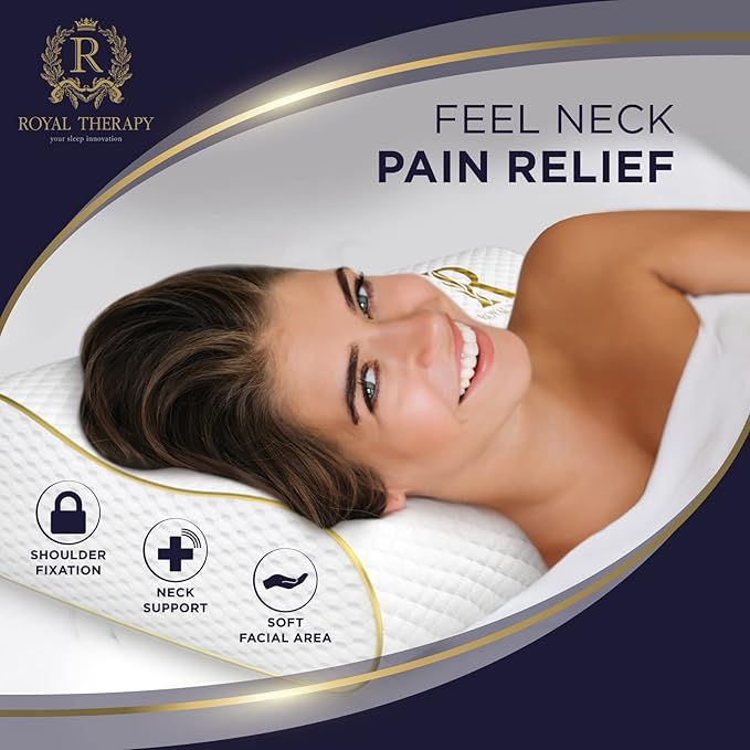 Royal Therapy Memory Foam Pillow, Queen Neck Pain Relief, Contour Cervical - Image 3