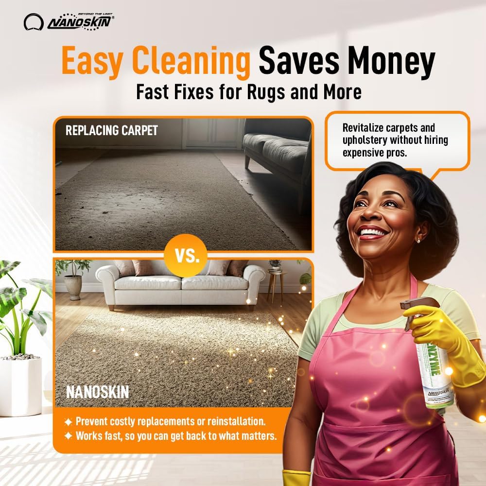 Nanoskin ENZYME Multi-Purpose Cleaner & Odor Eliminator 1 Gallon - Removes Complex Organic Stains, Dirt, Grease, and Grime from Multi Surfaces | For Automotive, Floor, Kitchen, Bathroom, Plumbing