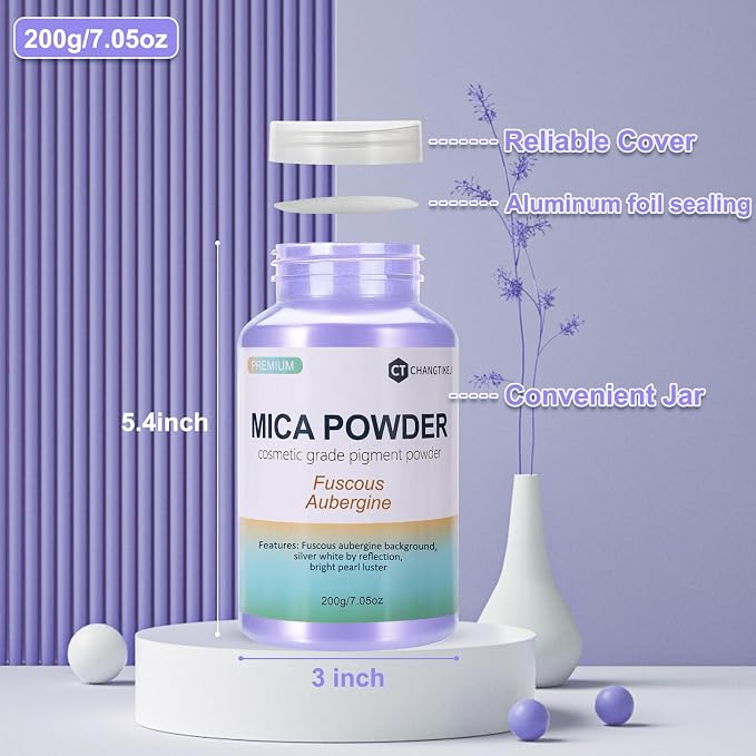 Mica Powder, 7.05OZ（200g）, Fuscous Aubergine Mica Powder Pigment - Image 3