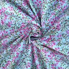 E-Tailor® Indian Ethnic 100% Cotton Voile Running Hand Block Print Natural by E-Tailor