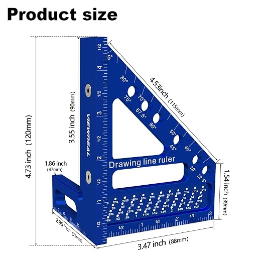 3D Multi-Angle Aluminum Alloy Woodworking Square Ruler, 22.5-90 Degree - Image 2