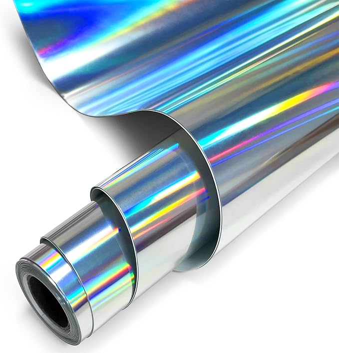Holographic Silver Heat Transfer Vinyl Roll, Soft Foil HTV Vinyll by MerryMade
