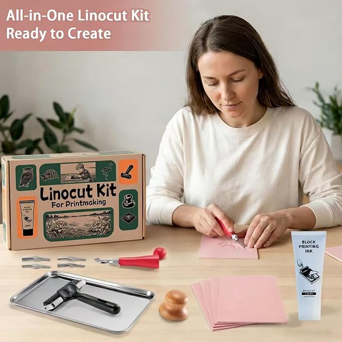 Linocut Kit for Printmaking, Linoleum Blocks for Printmaking Supplies, Block - Image 4