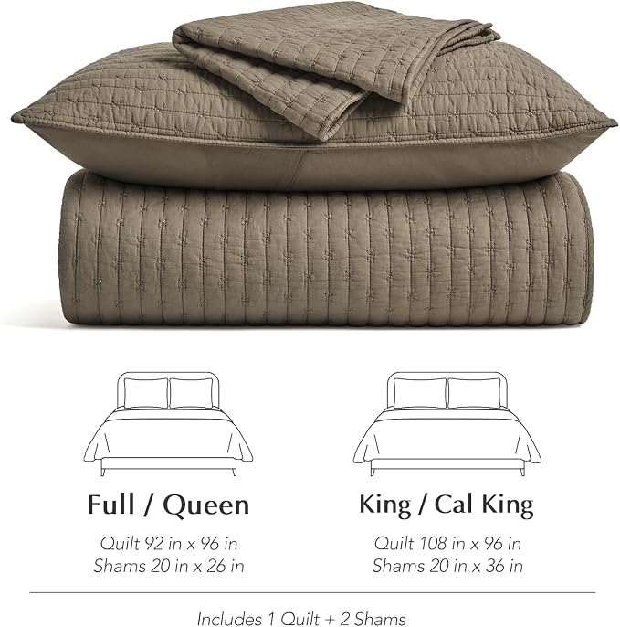 EVERGRACE Cross Stitch Pre-Washed Cotton Quilt Bedding Set Queen Size, - Image 7