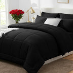 CozyLux California King Comforter Sets Black, 7 Pieces Cal King Bed in a Bag by CozyLux